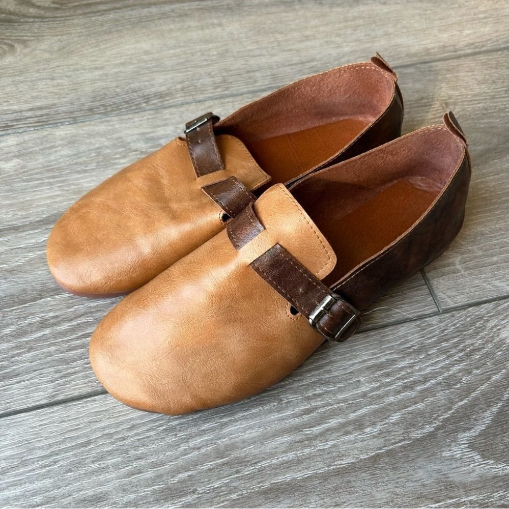 Handmade Soft Tan Brown Leather Contrasting Colour Slip On Loafer